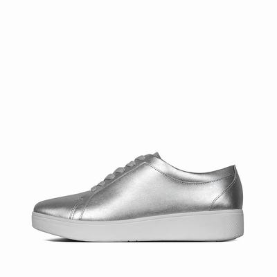 Fitflop Women's RALLY Leather Sneakers - Silver, PB8264310